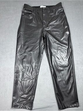 Abercrombie & Fitch Black The Ankle Straight Ultra High Rise Faux Leather Pants